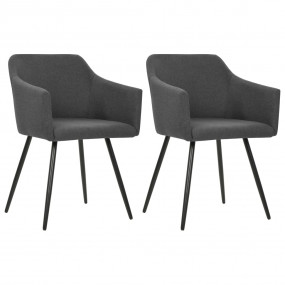 Dining Chair Set of 2 Dark Grey Fabric (100% polyester)...