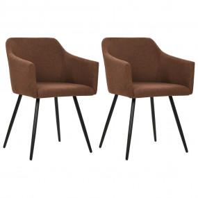 Dining Chair Set of 2 Brown Fabric (100% polyester), Me...