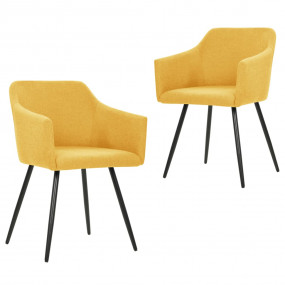 Dining Chair Set of 2 Yellow Fabric (100% polyester), m...