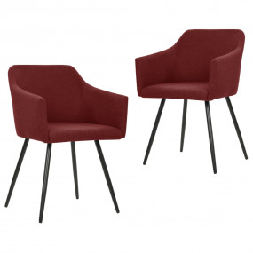 Dining Chair Set of 2 Wine Red Fabric (100% polyester),...