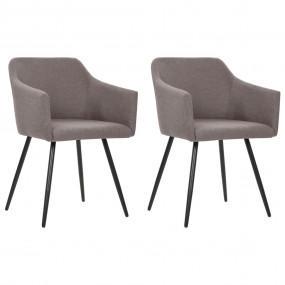 Dining Chair Set of 2 Taupe Fabric (100% polyester), me...