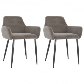 Dining Chair Set of 2 Light gray Velvet (100% polyester...