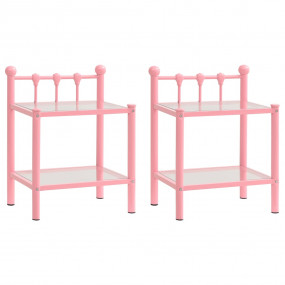 Bedside Cabinet Set of 2 Pink and transparent