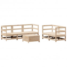 Garden Sofa Set Natural wood Solid pine wood Large Modu...
