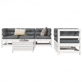 Garden Sofa Set White Solid pine wood Large Modular