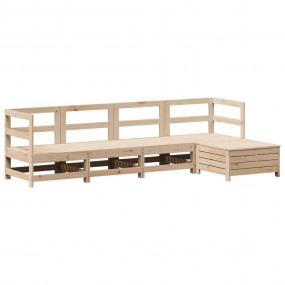 Garden Sofa Set Natural Wood Solid Pine Wood Medium Mod...