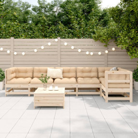 Garden Sofa Set Natural wood Solid pine wood Large