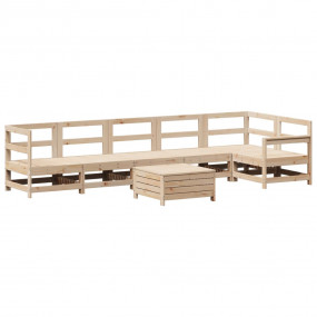 Garden Sofa Set Natural wood Solid pine wood Large Modu...