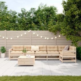 Garden Sofa Set Natural Pine Solid Pine Wood Large Modu...