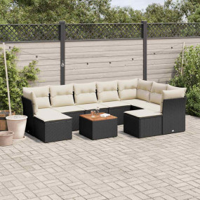 Garden Sofa Set Black Poly Rattan 10 Piece Adjustable A...
