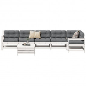 Garden Sofa Set White Solid Pine Wood Large Airy Design