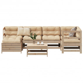 Garden Sofa Set Natural Wood Solid Pine Wood Large Modu...