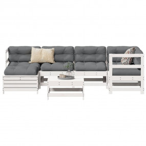 Garden Sofa Set White Solid Pine Wood, Plywood Large Mo...