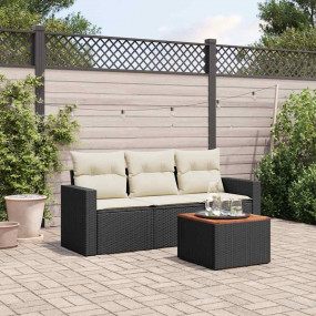 Garden Sofa Set Black, Cream White