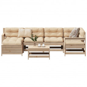 Garden Sofa Set Natural Pine Solid Pine Wood Modular