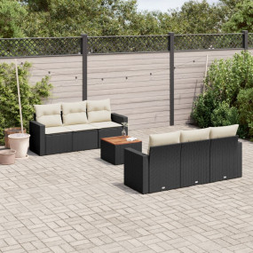 Garden Sofa Set Black and Cream