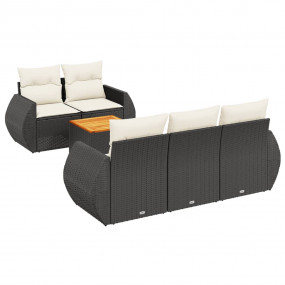Garden Sofa Set Black PE rattan 6 Piece Modular Garden ...