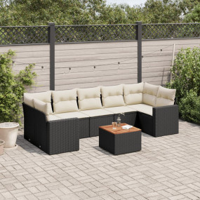 Garden Sofa Set Black Poly Rattan 8-Piece UV-resistant ...