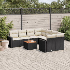 Garden Sofa Set Black and Cream Cushions