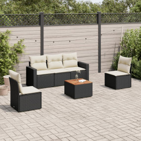 Garden Sofa Set Black PE Rattan 6 Piece Set Modular