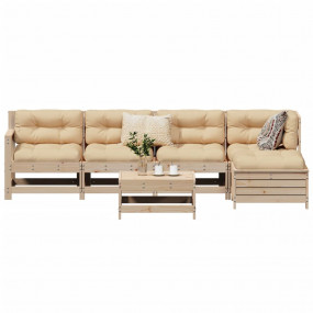 Garden Sofa Set Natural Pine Solid Pine Wood Large Modu...