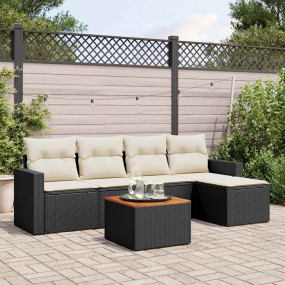Garden Sofa Set Black PE Rattan 6-piece Modular Garden ...
