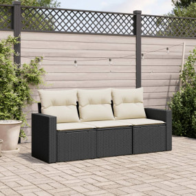 Garden Sofa Set Black Poly Rattan Standard Modular