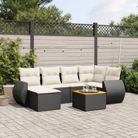 Garden Sofa Set Black PE rattan Large Adjustable Armres...