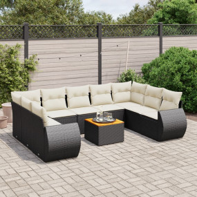 Garden Sofa Set Black PE Rattan Large Modular Garden So...