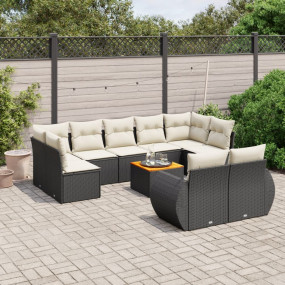 Garden Sofa Set Black and Cream White