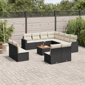 Garden Sofa Set Black PE Rattan Large Modular Garden So...