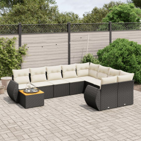 Garden Sofa Set Black and Cream White
