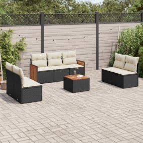 Garden Sofa Set Black PE rattan Large Adjustable Armres...