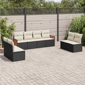 Garden Sofa Set Black PE rattan Modular Adjustable Feet