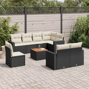 Garden Sofa Set Black, Cream