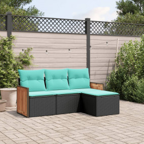 Garden Sofa Set Black, Blue