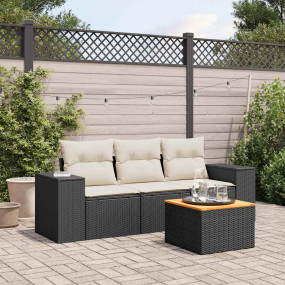 Garden Sofa Set Black, Cream White