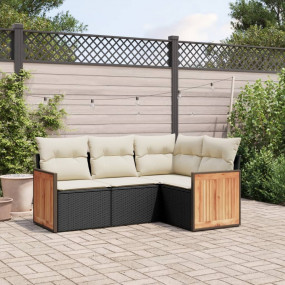 Garden Sofa Set Black, Cream White