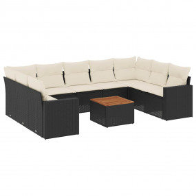 Garden Sofa Set Black PE Rattan Large Modular Garden So...