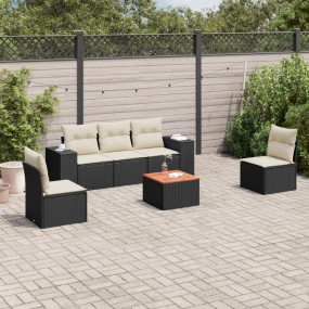 Garden Sofa Set Black PE rattan 6-piece set Modular