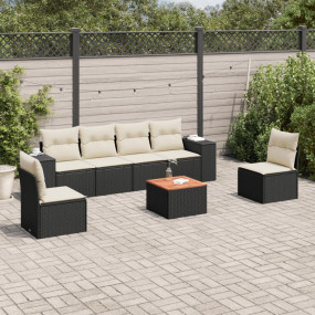 Garden Sofa Set Black PE rattan 7 Piece Modular Garden ...
