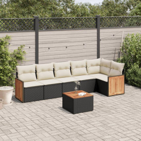 Garden Sofa Set Black PE Rattan Large Modular Garden So...
