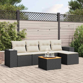 Garden Sofa Set Black PE Rattan Large Modular Garden So...