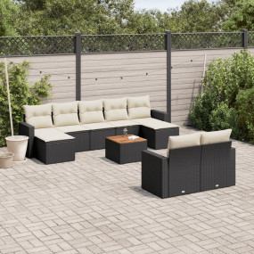 Garden Sofa Set Black Poly Rattan Large Adjustable Armr...