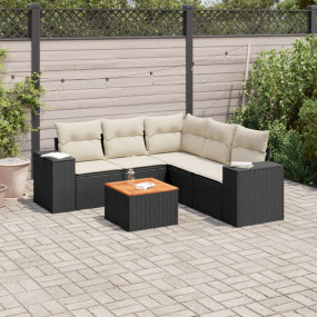 Garden Sofa Set Black PE rattan 6 Piece Modular Garden ...