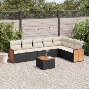 Garden Sofa Set Black, Cream White PE rattan Large