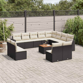 Garden Sofa Set Black and Cream