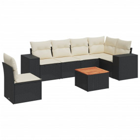 Garden Sofa Set Black and Cream White