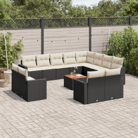 Garden Sofa Set Black PE Rattan Large Modular Garden So...