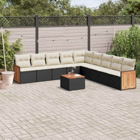 Garden Sofa Set Black and Cream White